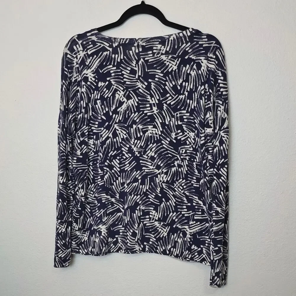 GARNET HILL Silk And Cotton Oversized Sweater Blue/White Classic Size M